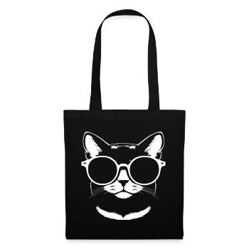 Lustige Katze mit Sonnenbrille Kätzchen Sonnenbrille Katzen - Stoffbeutel - Schwarz - Vorne