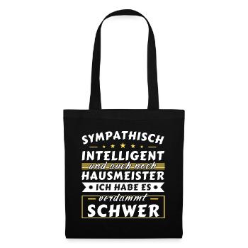 Sympathisch und intelligent - Hausmeister Edition - Stoffbeutel - Schwarz - Vorne