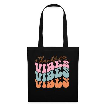 Retro Groovy Thankful Vibes Fall Thanksgiving - Tote Bag - black - Front