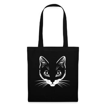 Tête de chat - Sac en tissu - noir - Devant