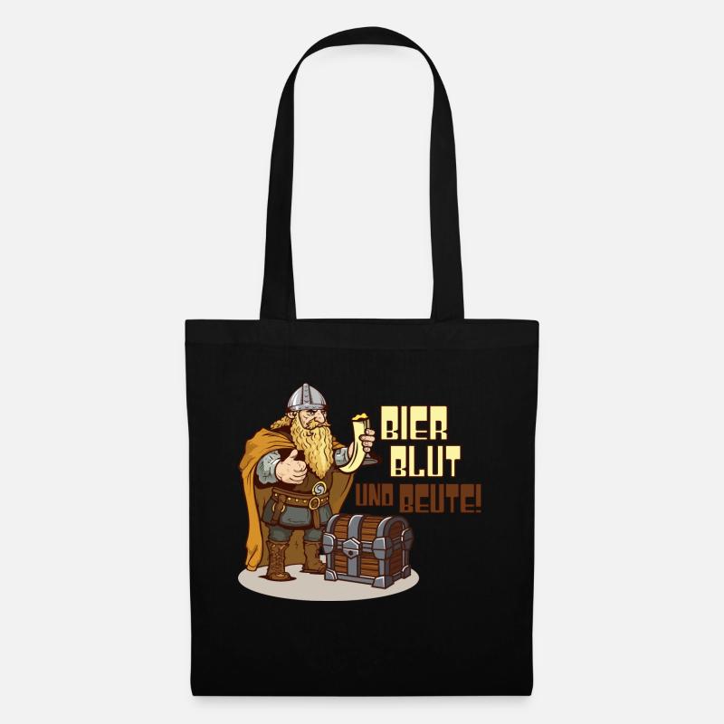 Bier und Beute Geschenk - Stoffbeutel - Schwarz