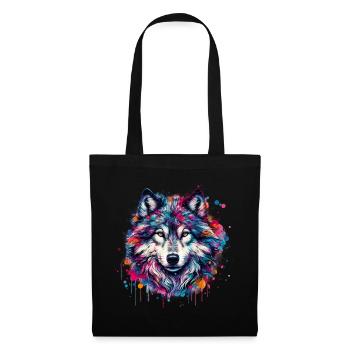 Loup - Sac en tissu - noir - Devant