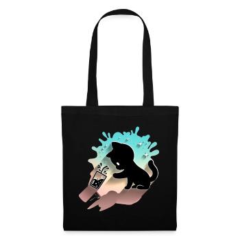 Kawaii Cat with Bubble Tea Cute Sweet Kitty - Tote Bag - black - Front