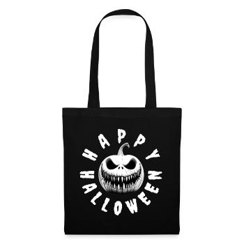 HAPPY HALLOWEEN MOTIV MIT HORROR KÜRBIS - Stoffbeutel - Schwarz - Vorne