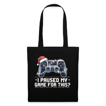 Gamer's Christmas Chaos - Paused My Game for This? - Tote Bag - black - Front