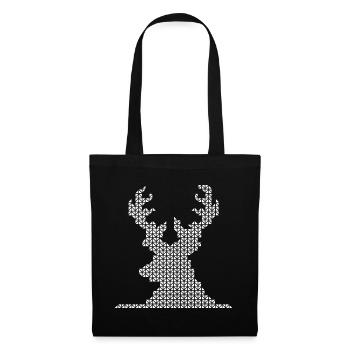 Reindeer pixel moose retro vintage icon woodland animals - Tote Bag - black - Front