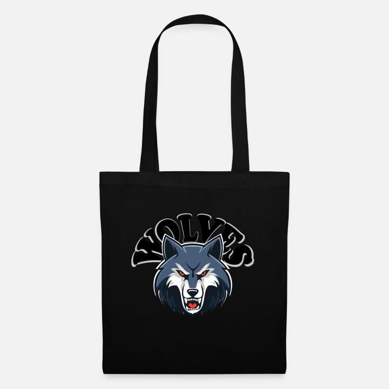 Wolf image with Wolves text - Tote Bag - black