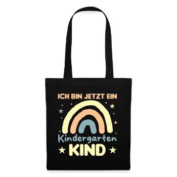 Kindergartenkind Regenbogen Ich bin jetzt im - Stoffbeutel - Schwarz - Vorne