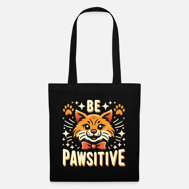 Be pawsitive süße Katze - Stoffbeutel - Schwarz