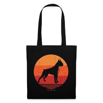 Boxer Dog Retro Sunset Silhouette Dog Owner - Tote Bag - black - Front