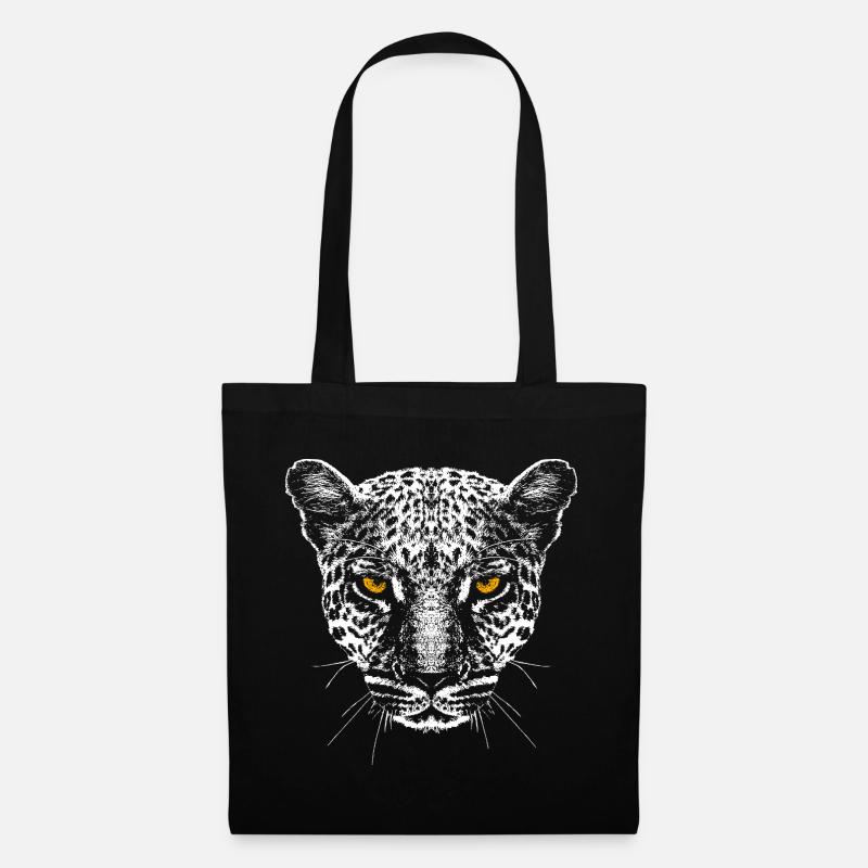 Leopard / Kopf / Augen - Stoffbeutel - Schwarz