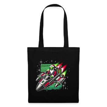 Alien Santa Space Sleigh Retro T-shirt de Noël - Sac en tissu - noir - Devant