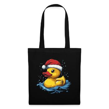 Mignon canard de Noël avec le Père Noël Chapeau - Sac en tissu - noir - Devant