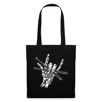 Skeleton Drumsticks Hand – Metal Rock Horns Drumme - Tote Bag - black - Front