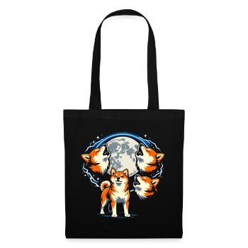 Shiba Inu Howling Moon Funny Three Dogs - Tote Bag - black - Front