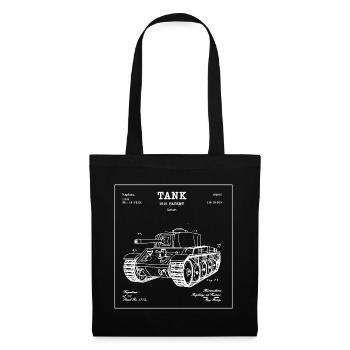 Vintage-TANK 1915 Patentmuster-T-Shirt - Stoffbeutel - Schwarz - Vorne