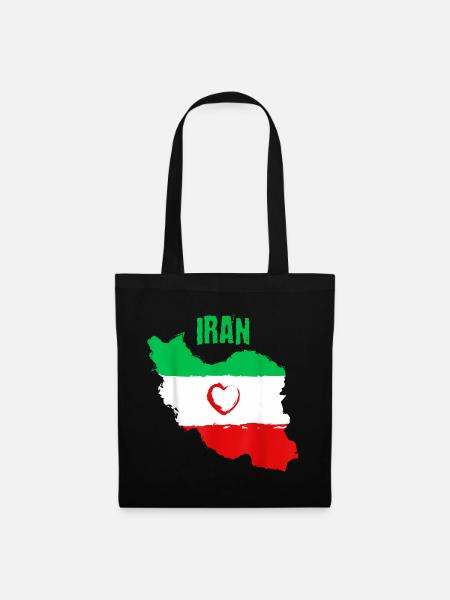 Iranische Herzflagge - Stoffbeutel - Schwarz