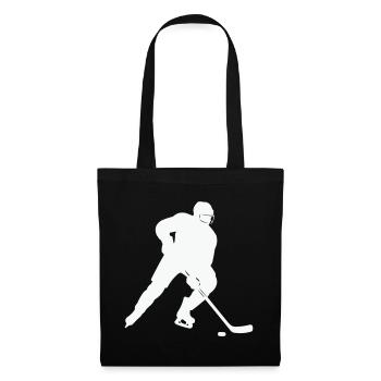 Eishockey Silhouette im Spielfluss - Stoffbeutel - Schwarz - Vorne