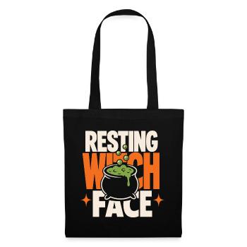Chaudron au Visage de Sorcière Reposant - Sac en tissu - noir - Devant