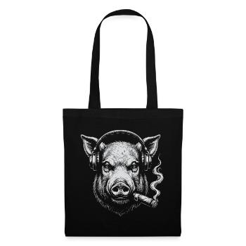 Pig DJ with Smoke - Stoffbeutel - Schwarz - Vorne