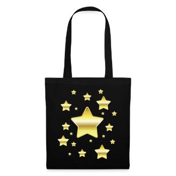 Des étoiles dans un look doré simulé - Sac en tissu - noir - Devant