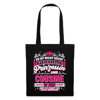 Prinzessin und Cousine - Stoffbeutel - Schwarz - Vorne