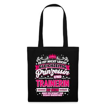 Prinzessin und Trainerin - Stoffbeutel - Schwarz - Vorne