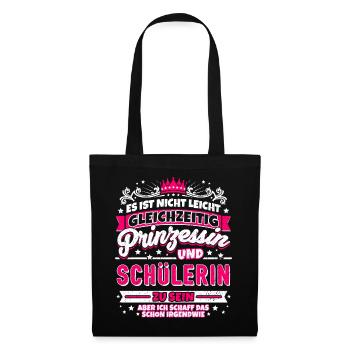 Prinzessin und Schülerin - Stoffbeutel - Schwarz - Vorne