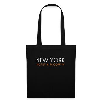New York City minimalistische Koordinaten T-Shirt - Stoffbeutel - Schwarz - Vorne