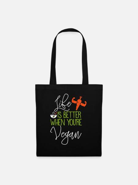 Life Is Better Vegan Veganer Geschenkidee Geschenk - Stoffbeutel - Schwarz