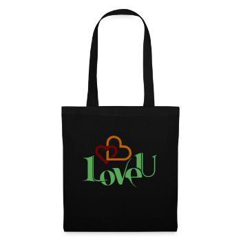 I love you schönes Shirt als Liebes-Geschenk - Stoffbeutel - Schwarz - Vorne