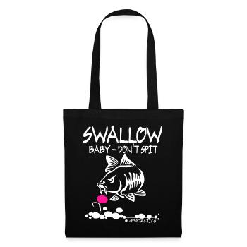 SWALLOW Baby DON'T SPIT - KARPFEN - ANGELN - CARP - Stoffbeutel - Schwarz - Vorne