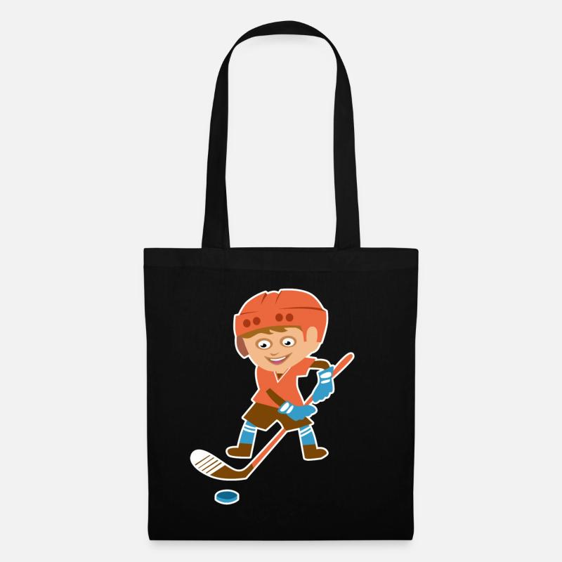 Eishockey Comic Junge Puk Schläger Geschenk Kawaii - Stoffbeutel - Schwarz