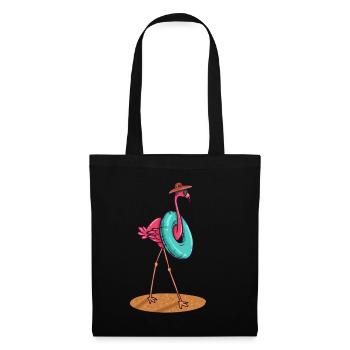 Flamingo Natation De bain de soleil nageur cadeau - Sac en tissu - noir - Devant