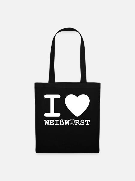 I love Weisswurst - Deutschland Wurstliebe - Stoffbeutel - Schwarz
