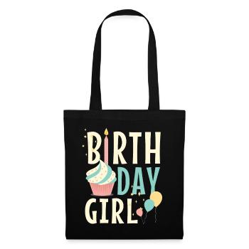 Fille d'anniversaire - Sac en tissu - noir - Devant