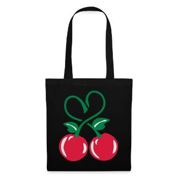 coeur cerise - Sac en tissu - noir - Devant
