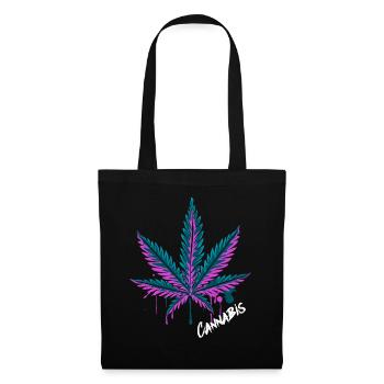 Feuille de chanvre feuille de chanvre - Sac en tissu - noir - Devant