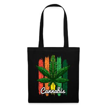 Cannabis Haschish Jamaika Hanfblatt Geschenk - Stoffbeutel - Schwarz - Vorne