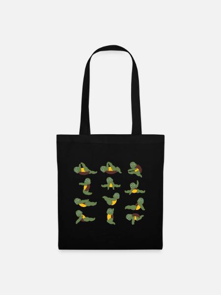 Turtles doing Yoga - yoga pillow yoga mat Gift - Stoffbeutel - Schwarz
