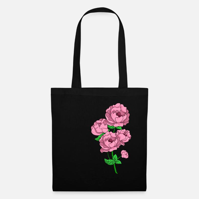 Pfingstrosen Blume Rose Frühling Geschenkidee - Stoffbeutel - Schwarz