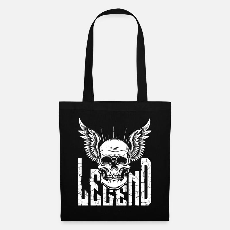 Totenkopf Schädel Totenschädel Flügel Geschenk - Stoffbeutel - Schwarz
