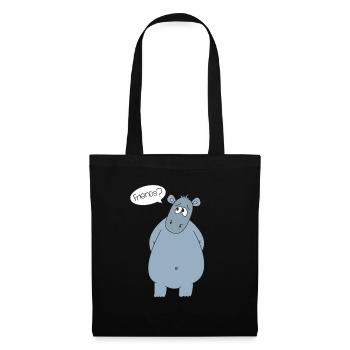 Freunde Hippo Flusspferd Nilpferd Geschenk - Stoffbeutel - Schwarz - Vorne