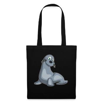 T-shirt phoque Lion de mer cadeau Kawaii pour enfants, bande dessinée - Sac en tissu - noir - Devant