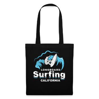 Longboard, surf, californie, planche surf, soleil, vague - Sac en tissu - noir - Devant
