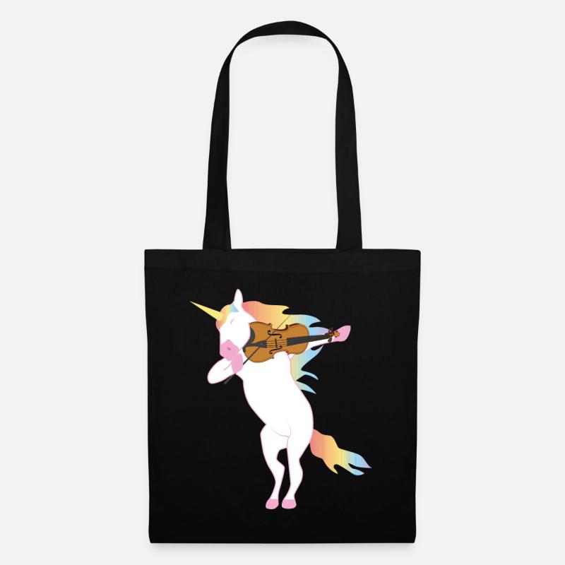 Licorne joue le violon - Orchestre instruments - Sac en tissu - noir