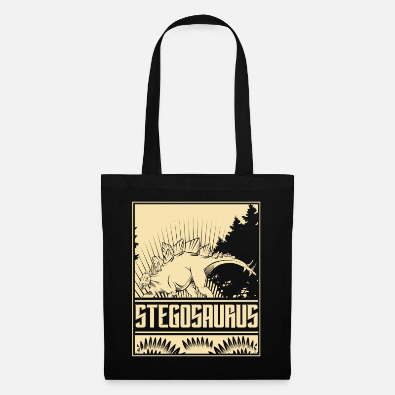 Vintage Stegosaurus Dino - Stoffbeutel - Schwarz
