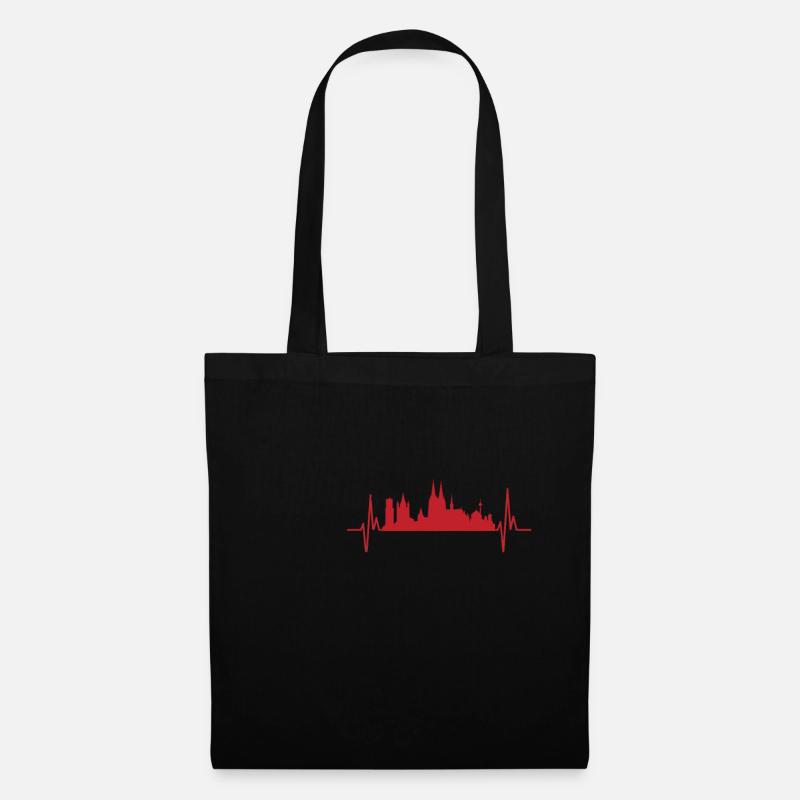 Herzamplitude mit Koeln Silhouette Shirt - Stoffbeutel - Schwarz