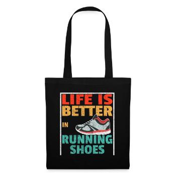 Sport Rennen Marathon sportlich Geschenk Fit - Stoffbeutel - Schwarz - Vorne