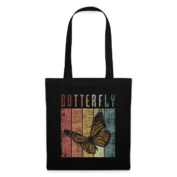 Retro Butterfly Schmetterling - Stoffbeutel - Schwarz - Vorne
